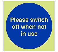 Vsafety 18023AM-G'Please Switch Off When Not In Use' Sign, 150 mm x 150 mm (Pack of 3)