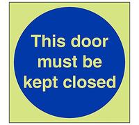 Vsafety 18027AT-G'This Door Must Be Kept Closed' Sign, Square, 200 mm x 200 mm (Pack of 3)