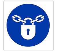 Vsafety 18034AF-S'Padlock Logo' Sign, Square, 100 mm x 100 mm (Pack of 3)