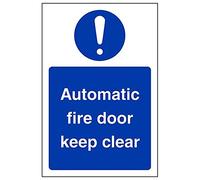 Vsafety 18036AG-R'Automatic Fire Door Keep Clear' Sign, Portrait, 100 mm x 150 mm (Pack of 3)