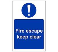 Vsafety 18038AG-R'Fire Escape Keep Clear' Sign, Portrait, 100 mm x 150 mm (Pack of 3)