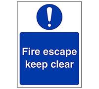 Vsafety 18038AN-R'Fire Escape Keep Clear' Sign, Portrait, 150 mm x 200 mm (Pack of 3)