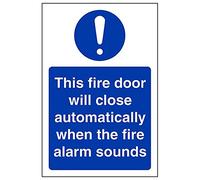 Vsafety 18040AG-S'Automatic Fire Door' Sign, Portrait, 100 mm x 150 mm (Pack of 3)