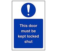 Vsafety 18042AG-S'This Door Must Be Kept Locked Shut' Sign, 100 mm x 150 mm (Pack of 3)