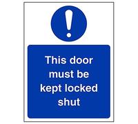 Vsafety 18042AN-R'This Door Must Be Kept Locked Shut' Sign, 150 mm x 200 mm (Pack of 3)
