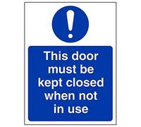 Vsafety 18046AN-S'Door Must Be Kept Closed When Not In Use' Sign, 150 mm x 200 mm (Pack of 3)