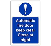 Vsafety 18047AN-R "Automatic Fire Door Keep Clear/Close…" Sign, 150 mm x 200 mm (Pack of 3)