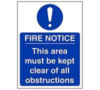 Vsafety 18053AN-S'This Area Kept Clear Of All Obstructions' Sign, 150 mm x 200 mm (Pack of 3)