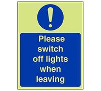 Vsafety 18055AN-G'Please Switch Off Lights When Leaving' Sign, 150 mm x 200 mm (Pack of 3)