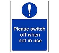 Vsafety 18056AN-R'Please Switch Off When Not In Use' Sign, 150 mm x 200 mm (Pack of 3)