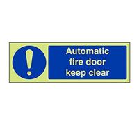 Vsafety 18068AX-G'Automatic Fire Door Keep Clear' Sign, 300 mm x 100 mm (Pack of 3)