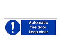 Vsafety 18068AX-R'Automatic Fire Door Keep Clear' Sign, 300 mm x 100 mm (Pack of 3)