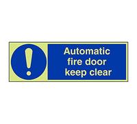 Vsafety 18068BP-G'Automatic Fire Door Keep Clear' Sign, 600 mm x 200 mm (Pack of 3)