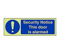 Vsafety 18076AX-G'Security Notice This Door Is Alarmed' Sign, 300 mm x 100 mm (Pack of 3)