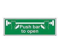 Vsafety 22001BJ-R'Push Bar To Open' Sign, Landscape, 450 mm x 150 mm (Pack of 3)