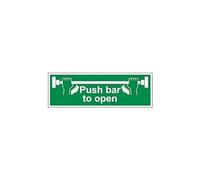 Vsafety 22001BJ-S'Push Bar To Open' Sign, Landscape, 450 mm x 150 mm (Pack of 3)