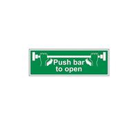 Vsafety 22001BP-S'Push Bar To Open' Sign, Landscape, 600 mm x 200 mm (Pack of 3)