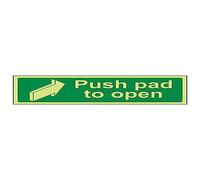 Vsafety 22002AX-G'Push Pad To Open' Sign, Landscape, 300 mm x 100 mm (Pack of 3)