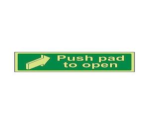 Vsafety 22002AX-G'Push Pad To Open' Sign, Landscape, 300 mm x 100 mm (Pack of 3)