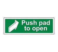 Vsafety 22002AX-R'Push Pad To Open' Sign, Landscape, 300 mm x 100 mm (Pack of 3)