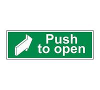 Vsafety 22003BP-S'Push To Open' Sign, Landscape, 600 mm x 200 mm (Pack of 3)
