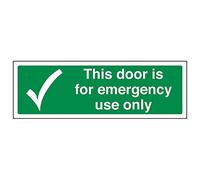 Vsafety 22005AX-S'This Door Is For Emergency Use Only' Sign, 300 mm x 100 mm (Pack of 3)
