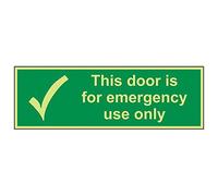 Vsafety 22005BP-G'This Door Is For Emergency Use Only' Sign, 600 mm x 200 mm (Pack of 3)