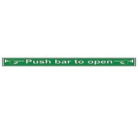 Vsafety 22006BU-R inchPush Bar To Open inch Sign, Landscape, 600 mm x 75 mm (Pack of 3) Safety Sign