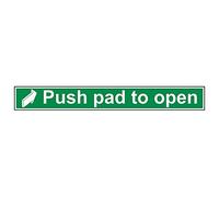 Vsafety 22007BU-R'Push Pad To Open' Sign, Landscape, 600 mm x 75 mm (Pack of 3)