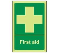 Vsafety 31001AG-G'First Aid' Sign, Portrait, 100 mm x 150 mm (Pack of 3)