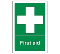 Vsafety 31001AG-R'First Aid' Sign, Portrait, 100 mm x 150 mm (Pack of 3)