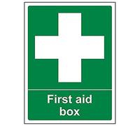Vsafety 31004AN-R'First Aid Box' Sign, Portrait, 150 mm x 200 mm (Pack of 3)