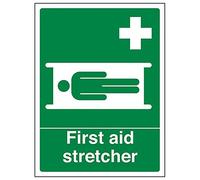 Vsafety 31007AN-S'First Aid Stretcher' Sign, Portrait, 150 mm x 200 mm (Pack of 3)