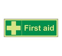 Vsafety 31011AX-G'First Aid' Sign, Landscape, 300 mm x 100 mm (Pack of 3)
