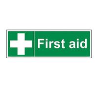Vsafety 31011BJ-R'First Aid' Sign, Landscape, 450 mm x 150 mm (Pack of 3)