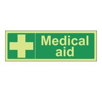 Vsafety 31012AX-G'Medical Aid' Sign, Landscape, 300 mm x 100 mm (Pack of 3)