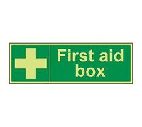 Vsafety 31014BJ-G'First Aid Box' Sign, Landscape, 450 mm x 150 mm (Pack of 3)
