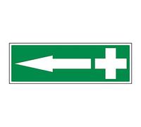 Vsafety 31019BJ-S'First Aid Arrow Left' Sign, Landscape, 450 mm x 150 mm (Pack of 3)