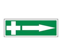 Vsafety 31020AX-S'First Aid Arrow Right' Sign, Landscape, 300 mm x 100 mm (Pack of 3)