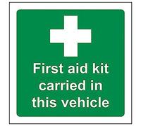 Vsafety 31024AF-S'First Aid Kit Carried In This Vehicle' Sign, 100 mm x 100 mm (Pack of 3)