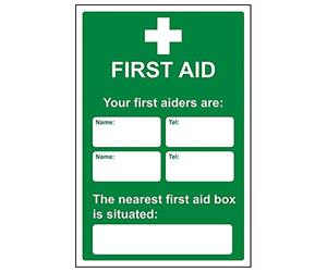 Vsafety 31029AU-R'First Aid/First Aiders/Location' Sign, 200 mm x 300 mm (Pack of 3)
