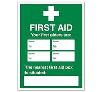 Vsafety 31029BC-S'First Aid/First Aiders/Location' Sign, 300 mm x 400 mm (Pack of 3)