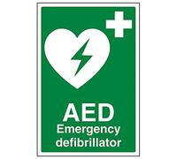 Vsafety 31034AU-S'AED Emergency Defibrillator' Sign, Portrait, 200 mm x 300 mm (Pack of 3)