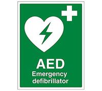 Vsafety 31034BC-S'AED Emergency Defibrillator' Sign, Portrait, 300 mm x 400 mm (Pack of 3)