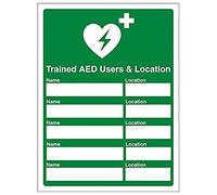 Vsafety 31035AN-R'AED Trained AED Users and Location' Sign, 150 mm x 200 mm (Pack of 3)