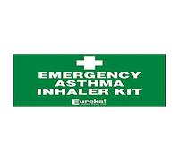 Vsafety 31047CC-S'Emergency Asthma Inhaler Kit Sticker' First Aid General Sign, Self Adhesive, Landscape, 130 mm x 90 mm, Green