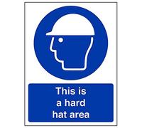 Vsafety 41003AN-R'This Is A Hard Hat Area' Sign, Portrait, 150 mm x 200 mm (Pack of 3)
