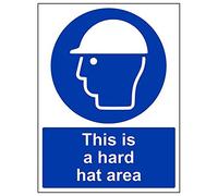 Vsafety 41003BC-R'This Is A Hard Hat Area' Sign, Portrait, 300 mm x 400 mm (Pack of 3)