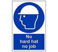 Vsafety 41005AU-R'No Hard Hat No Job' Sign, Portrait, 200 mm x 300 mm (Pack of 3)