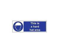 Vsafety 41009BJ-S'This Is A Hard Hat Area' Sign, Landscape, 450 mm x 150 mm (Pack of 3)